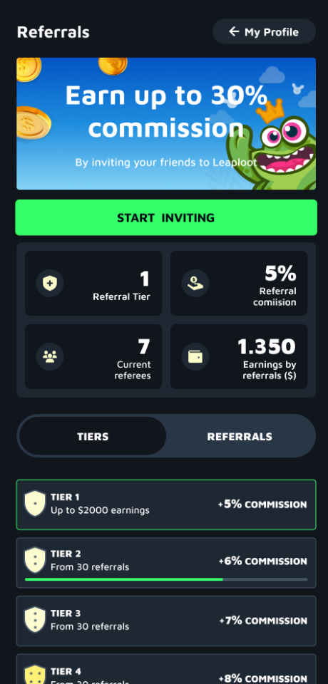 Referral Growth Interface