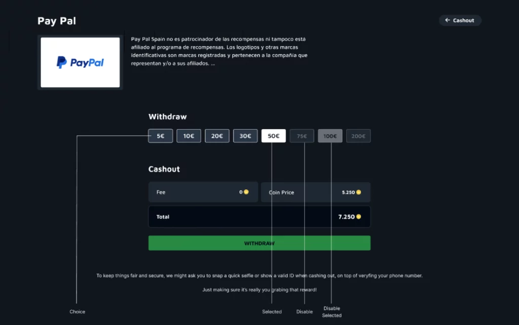 Cashout Single provider